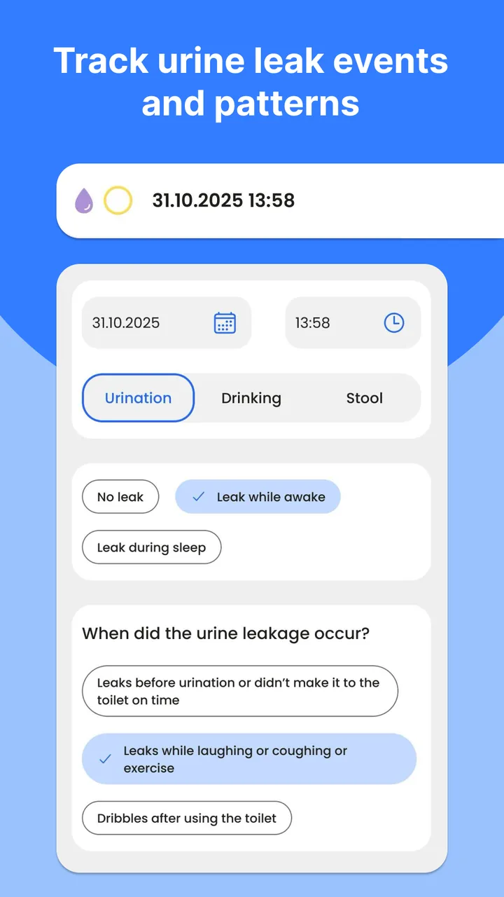 BeDry — praćenje epizoda bježanja mokraće i obrazaca