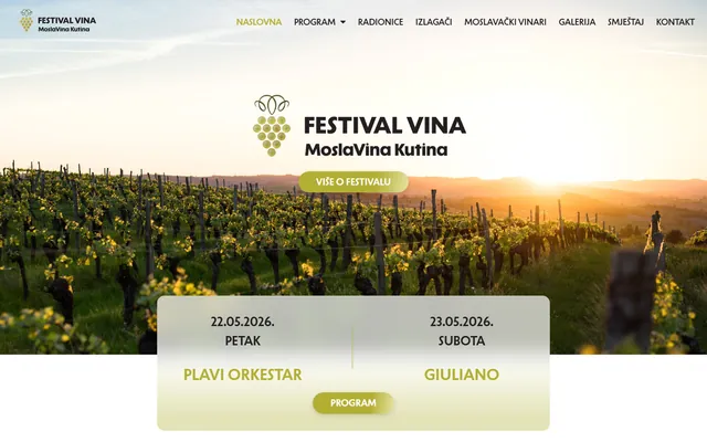 festivalvina-kutina.hr homepage — MoslaVina wine festival